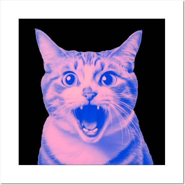 Funny Cat Meme Scared Wall Art by Ravenglow